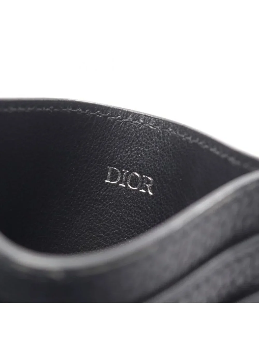 Dior Card Case CD Icon Holder Black Leather CD Lcon